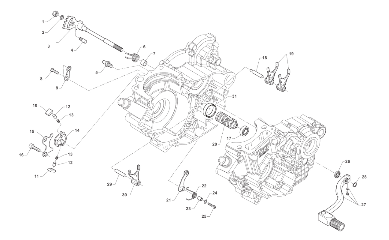 4T 250 FI EN 2010/2011 - MOTOR - MANDO CAMBIO